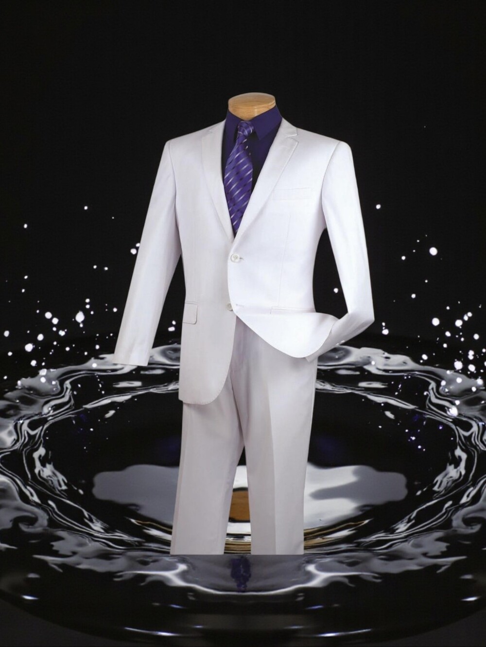 MEN'S VINCI WHITE SLIM FIT 2 PIECE SUIT. SC900-12 WHITE.